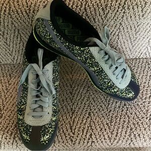 Mens FUN Puma Speckled Sneakers - Gray, Green and Black